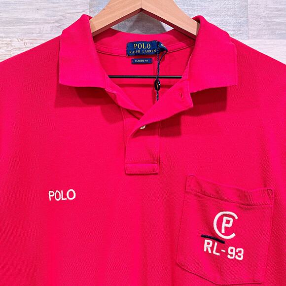 POLO Ralph Lauren Classic Fit Pocket Logo Shirt Red Short Sleeve Mens Large - Picture 2 of 7